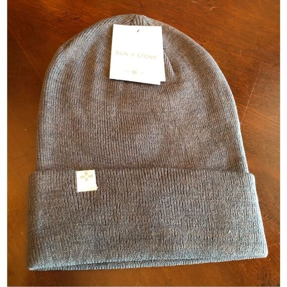 SUN + STONE - NWT - Men’s Tall Solid Beanie in Heathered Grey. Machine Washable - Picture 10 of 11